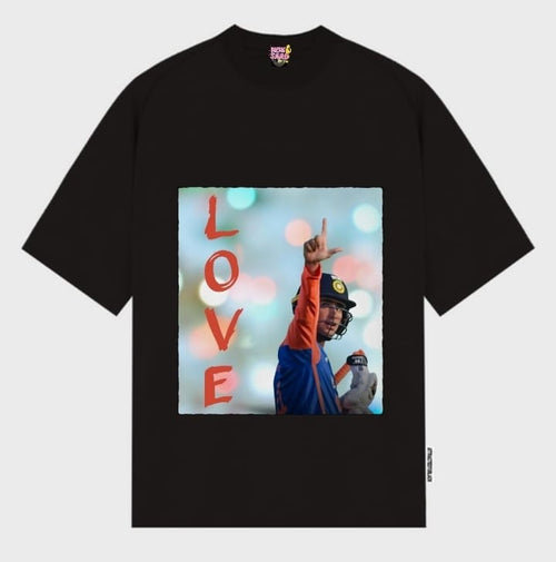 ABHISHEK SHARMA - LOVE OVERSIZED BLACK T SHIRT