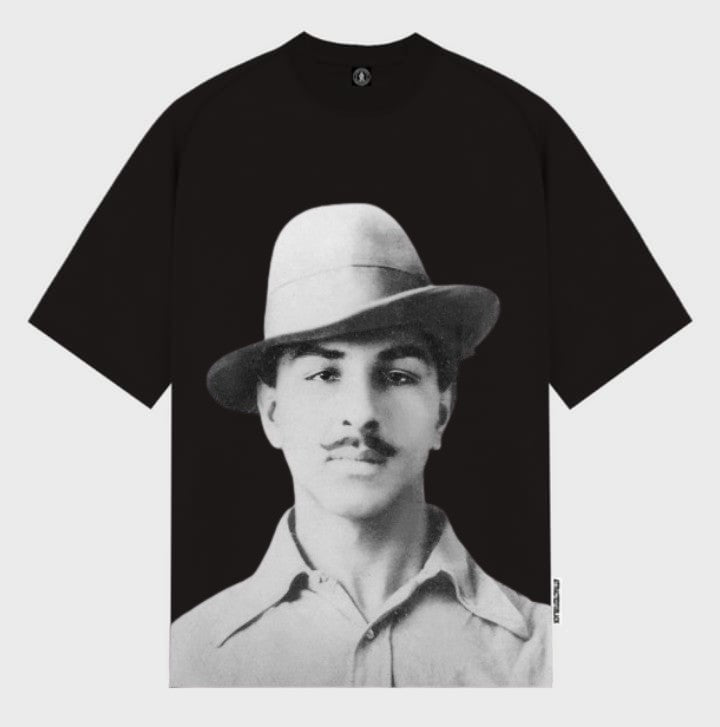 Bhagat Singh Independence Day Oversized Black Tshirt