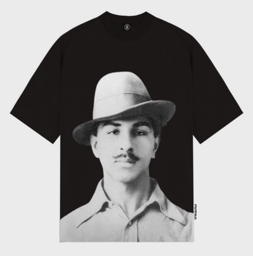 Bhagat Singh Independence Day Oversized Black Tshirt