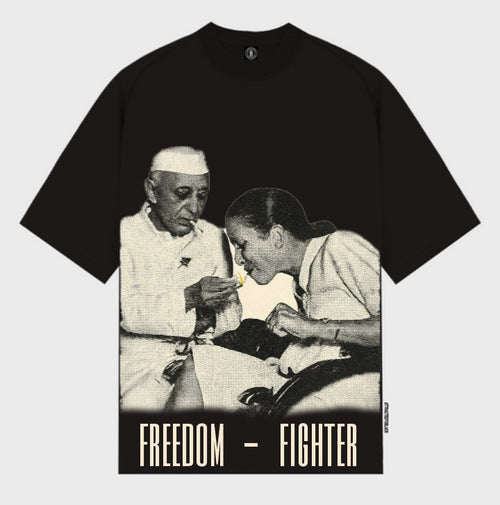 FREEDOM FIGHTER BLACK OVERSIZED T SHIRT,