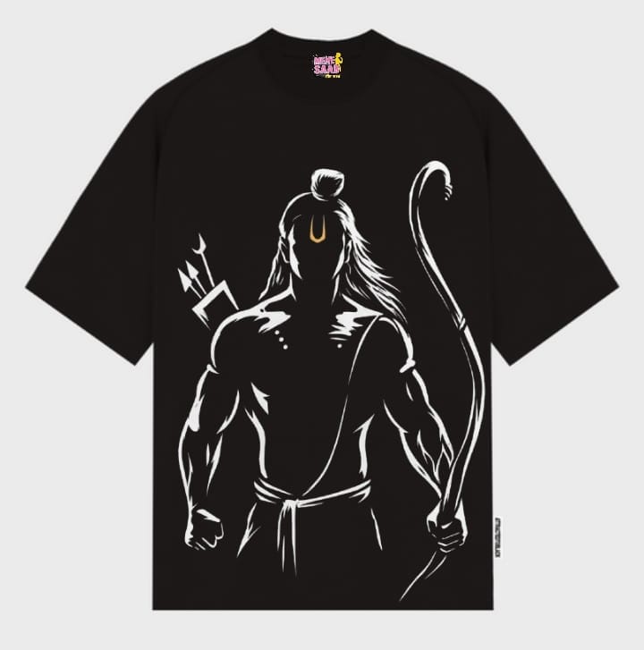 JAI SHREE RAM 240 GSM OVERSIZED BLACK T SHIRT
