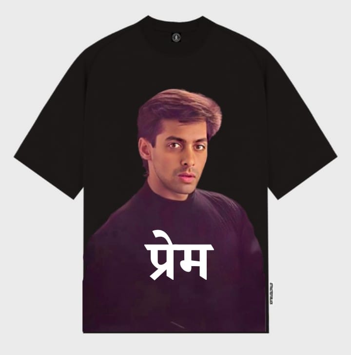 Young SALMAN KHAN (PREM) OVERSIZED BLACK T SHIRT .