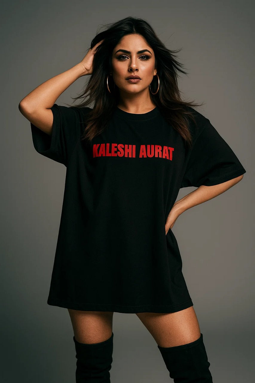 KALESHI AURAT (OVERSIZED BLACK T SHIRT 240 GSM )