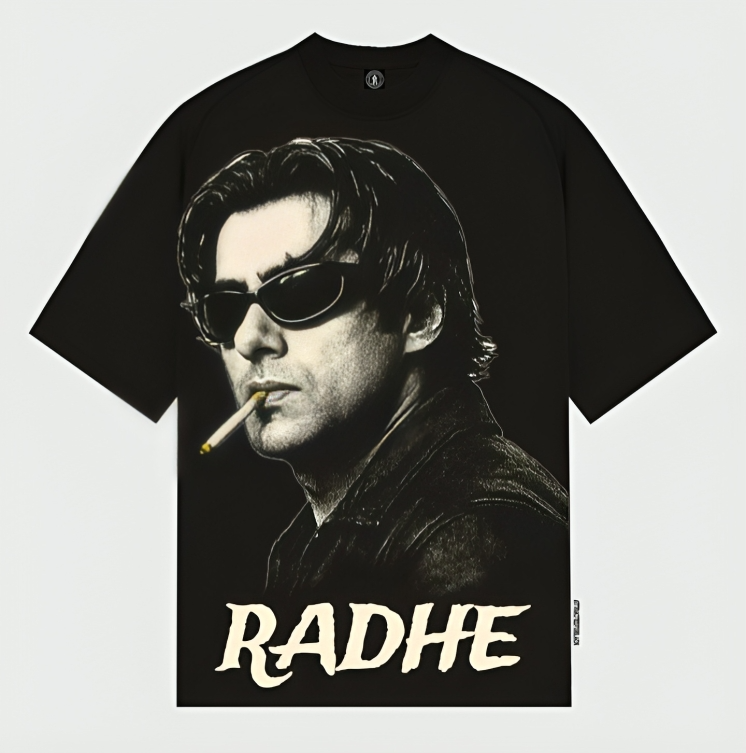 SALMAN KHAN ( RADHE ) TERE NAAM OVERSIZED BLACK T SHIRT .